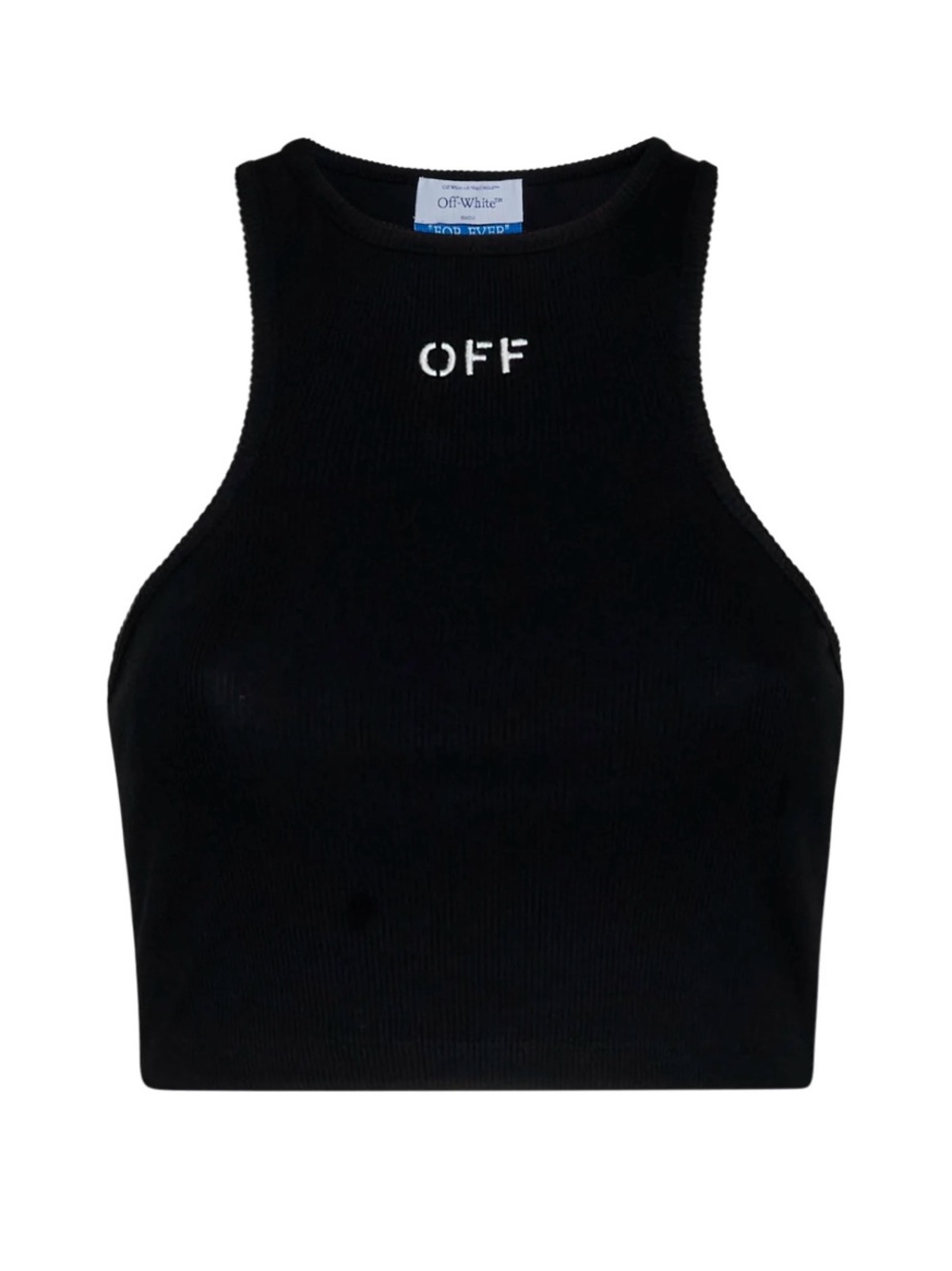 Off-White Black Cropped Rib Tank with White OFF Logo